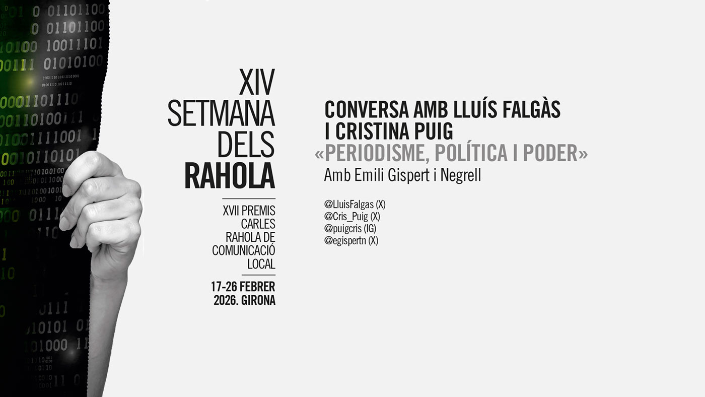 Lluís Falgàs i Cristina Puig protagonitzaran aquest dimarts la primera conversa de la XIV Setmana dels Rahola